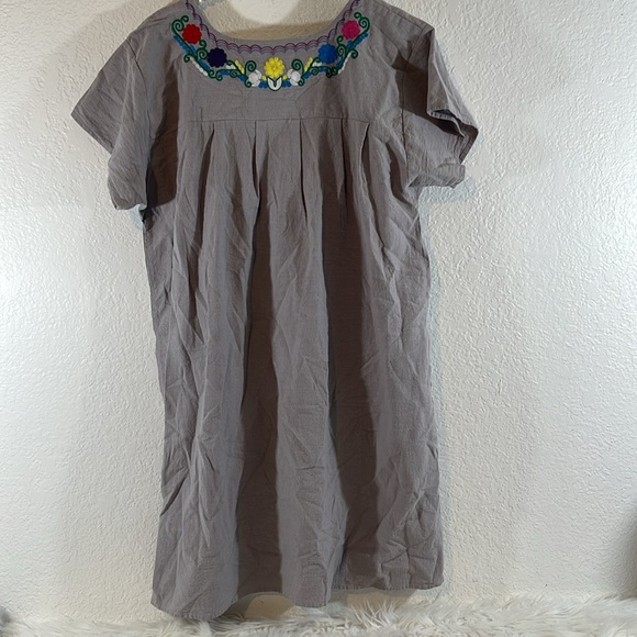 YZXDORWJ Women Mexican Embroidered Floral Dress Short Sleeve Size 2XL - Picture 9 of 15